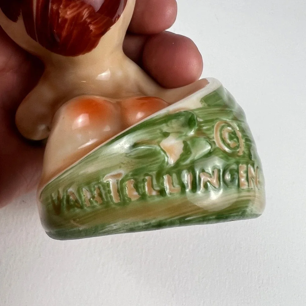 VTG Van Tellingen Salt Pepper Shakers 1940s Mermaid Sailor Kissing Ceramic 4in